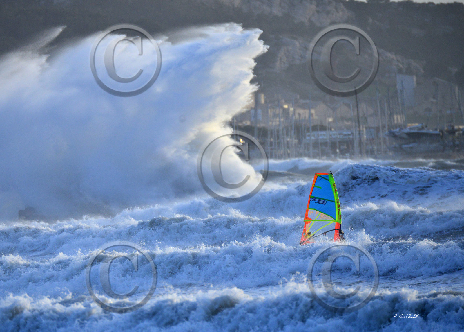 TEMPETE ZEUS MARSEILLE ,PLAGE DU PRADO,WINDSURF, PLANCHE À  VOILE