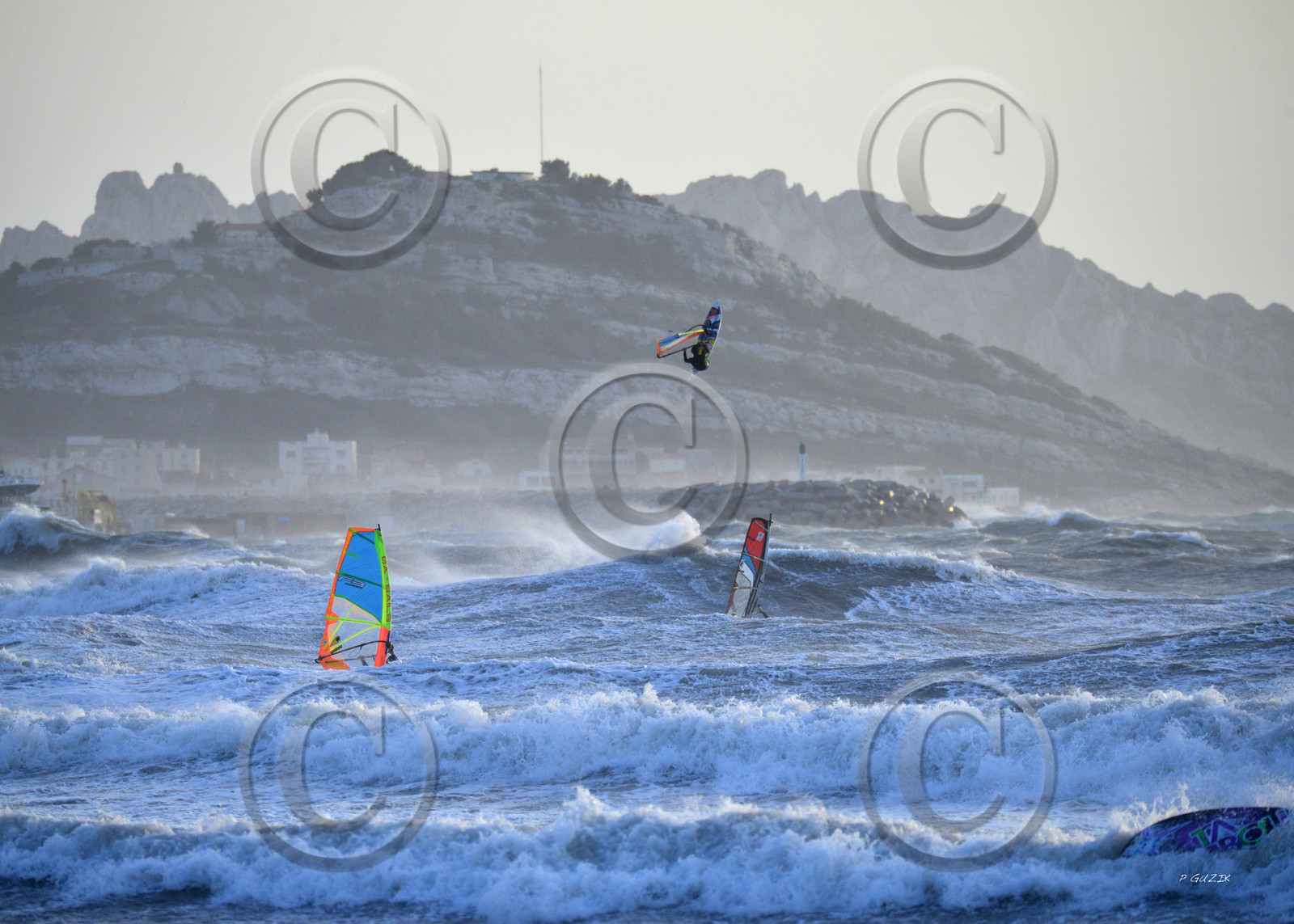 TEMPETE ZEUS MARSEILLE ,PLAGE DU PRADO,WINDSURF, PLANCHE À  VOILE