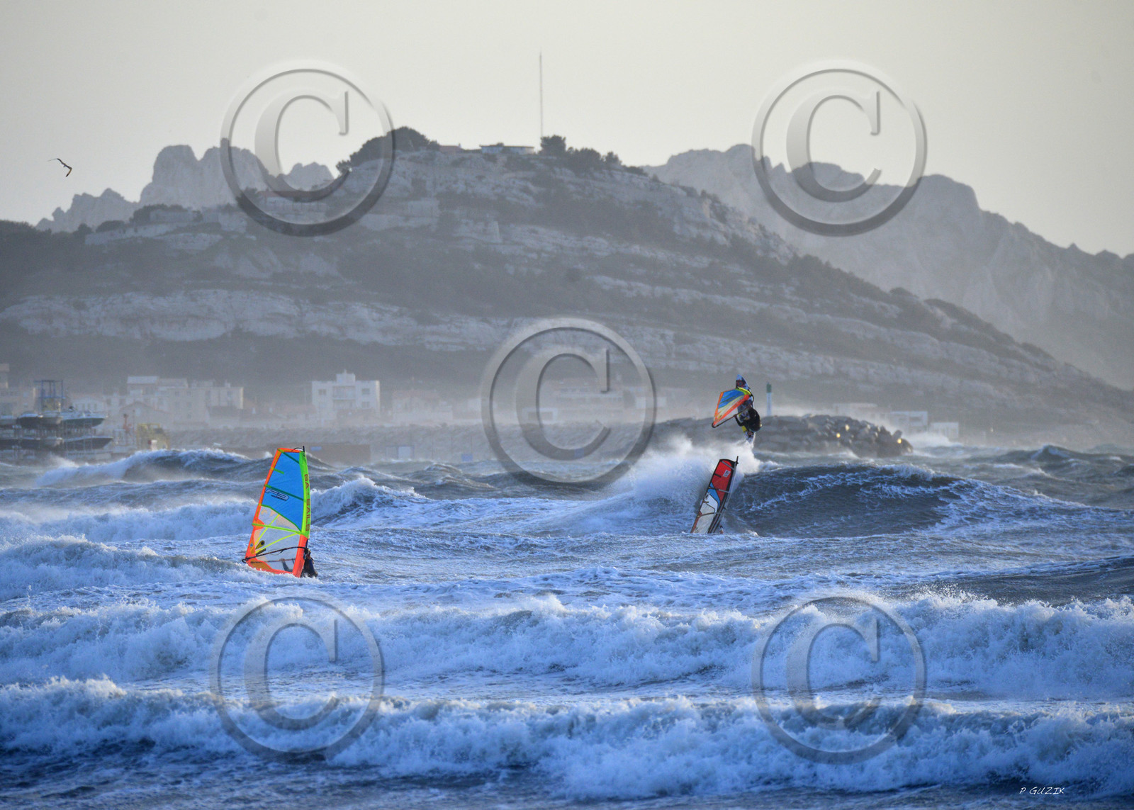 TEMPETE ZEUS MARSEILLE ,PLAGE DU PRADO,WINDSURF, PLANCHE À  VOILE