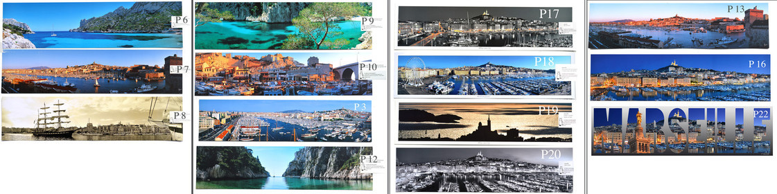 REF A4  CARTES POSTALES MARSEILLE & CALANQUES , COLLECTION  PANORAMIQUE   FORMAT 43 x 11 cm